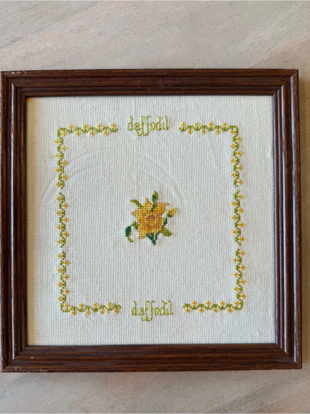 Set of Four Floral Embroidered Wall Frames - Brown